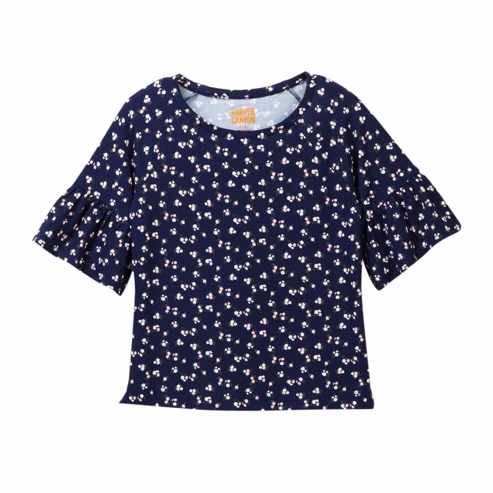 Harper Canyon Raglan Ruffle Sleeve Top Tee Girls